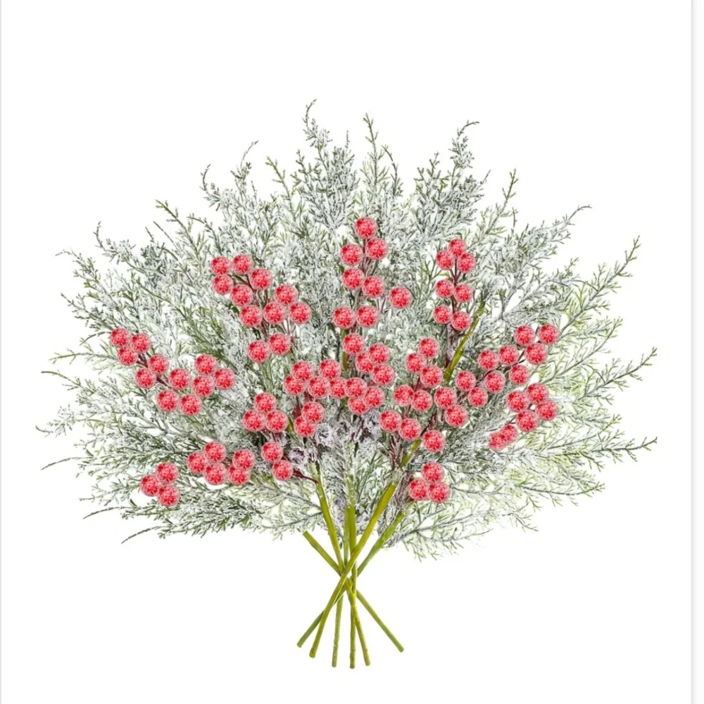Vase Filler-Snowy Artificial Cedar Sticks, Floral Picks (6pcs.)